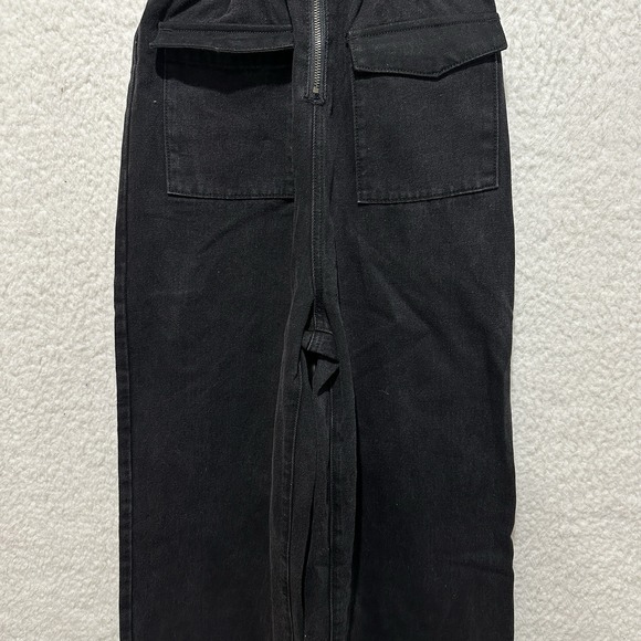 Nasty Gal Collection Black Denim Fringe Detailing Zip Up Front Jumpsuit Sz‎ US 4 - Picture 10 of 16